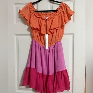 Mustard Seed Ruffled Orange and Pink Dress